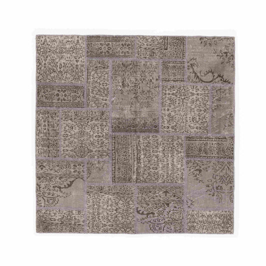 Oriental Rug Patchwork Hand Knotted Wool On Wool 200 x 200 Cm - 6' 7'' x 6' 7'' Stone C009 ER12