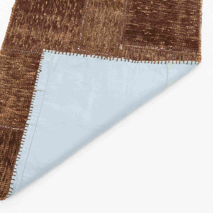 Oriental Rug Patchwork Hand Knotted Wool On Wool 81 x 198 Cm – 2' 8'' x 6' 6'' Brown C005 ER01