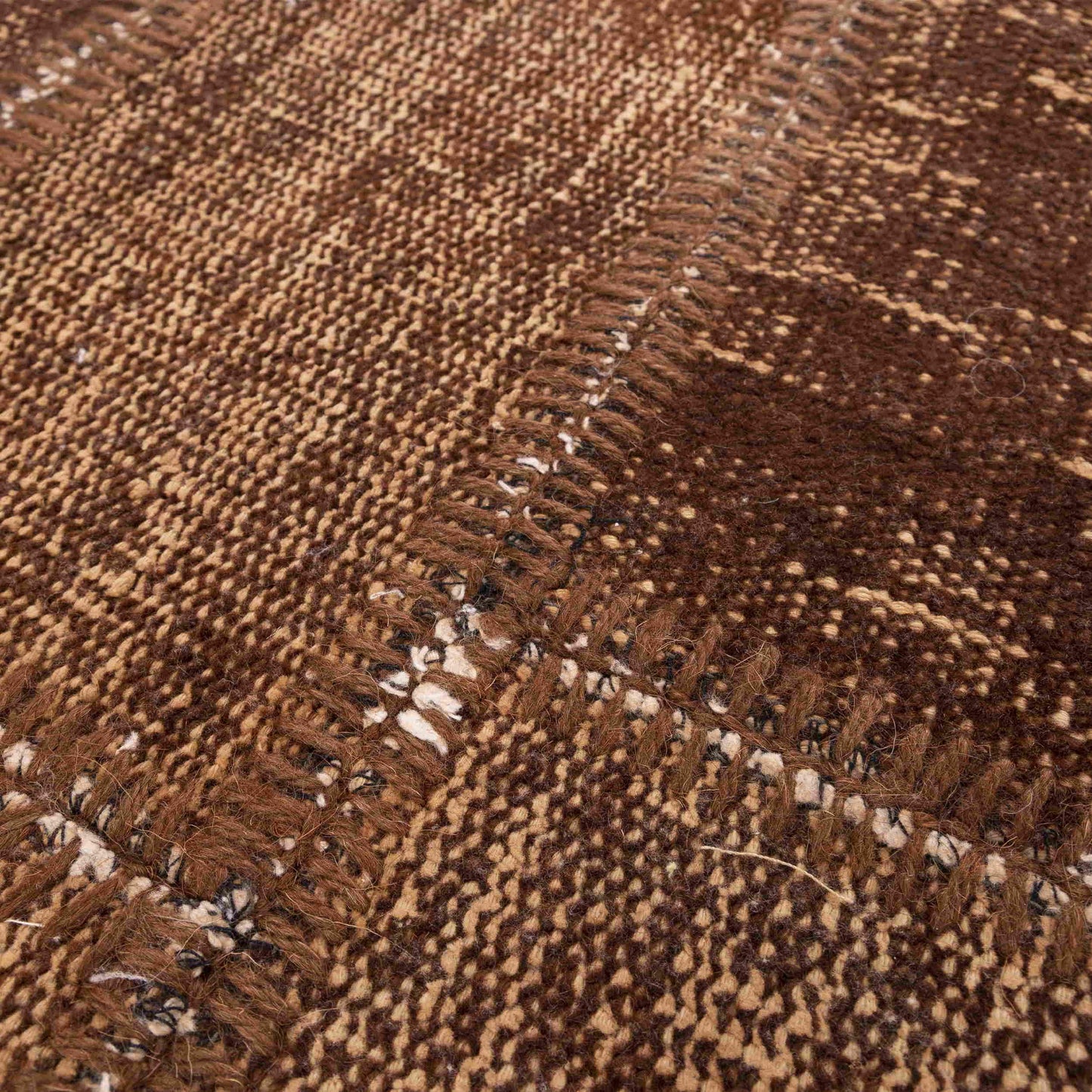 Oriental Rug Patchwork Hand Knotted Wool On Wool 81 x 198 Cm – 2' 8'' x 6' 6'' Brown C005 ER01