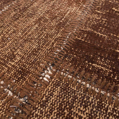 Oriental Rug Patchwork Hand Knotted Wool On Wool 81 x 198 Cm – 2' 8'' x 6' 6'' Brown C005 ER01