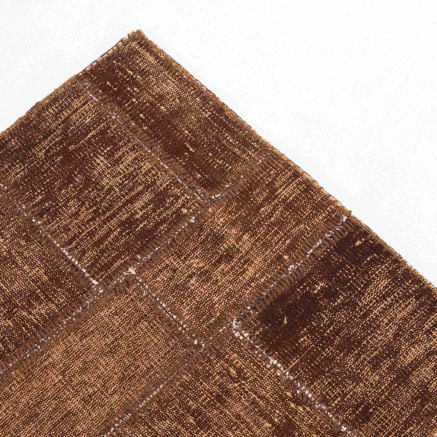 Oriental Rug Patchwork Hand Knotted Wool On Wool 81 x 198 Cm – 2' 8'' x 6' 6'' Brown C005 ER01