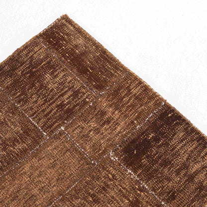 Oriental Rug Patchwork Hand Knotted Wool On Wool 81 x 198 Cm – 2' 8'' x 6' 6'' Brown C005 ER01