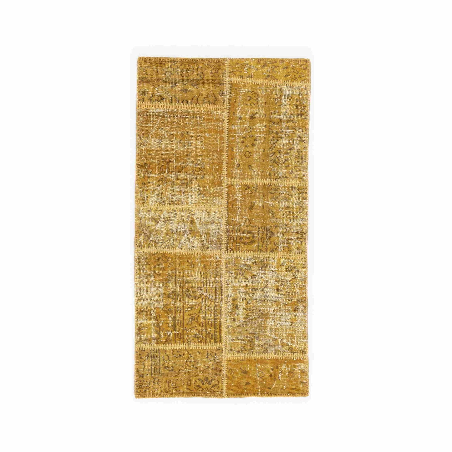 Oriental Rug Patchwork Hand Knotted Wool On Wool 99 x 195 Cm – 3' 3'' x 6' 5'' ER01
