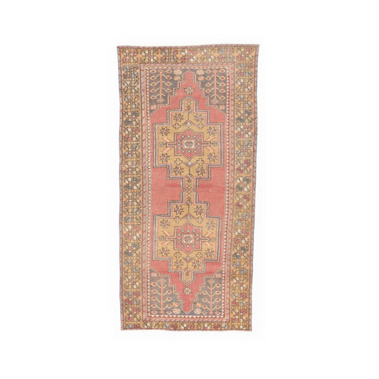 Oriental Rug Vintage Hand Knotted Wool On Cotton 120 X 250 Cm - 4' X 8' 3'' Red C014 ER12