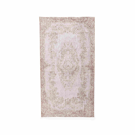 Oriental Rug Vintage Hand Knotted Wool On Cotton 125 x 228 Cm - 4' 2'' x 7' 6'' Pink C004 ER12