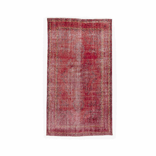 Oriental Rug Vintage Hand Knotted Wool On Cotton 136 x 245 Cm - 4' 6'' x 8' 1'' Red C014 ER12
