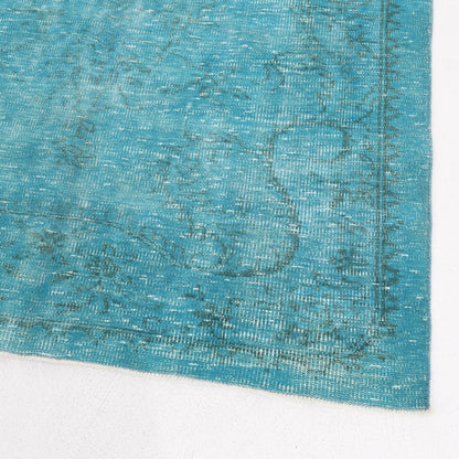 Oriental Rug Vintage Hand Knotted Wool On Cotton 139 x 239 Cm - 4' 7'' x 7' 11'' Turquoise C019 ER12