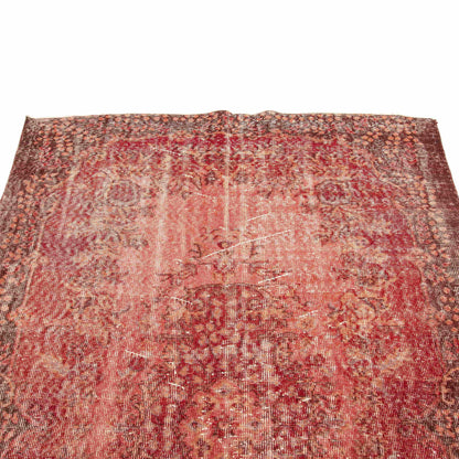 Oriental Rug Vintage Hand Knotted Wool On Cotton 144 x 221 Cm - 4' 9'' x 7' 4'' Red C014 ER12
