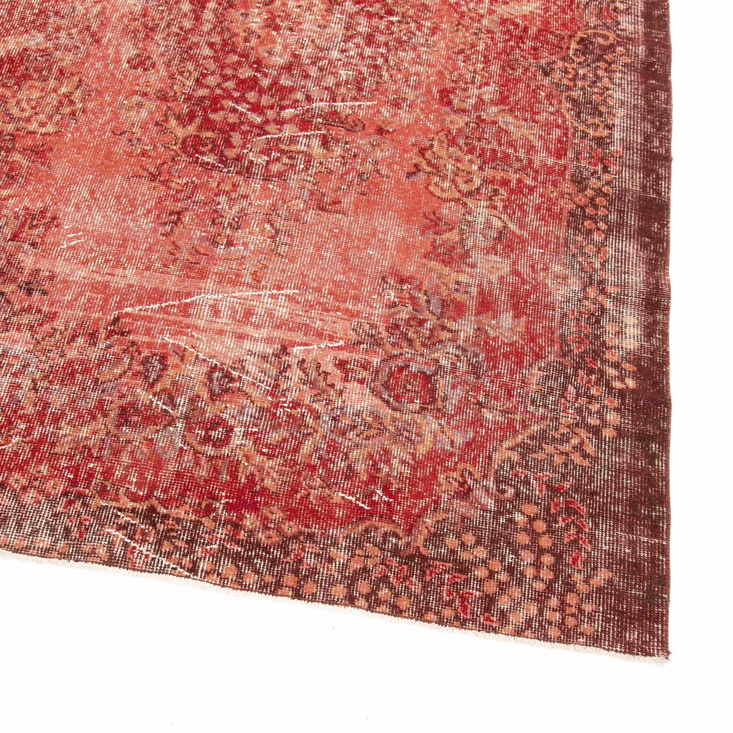 Oriental Rug Vintage Hand Knotted Wool On Cotton 144 x 221 Cm - 4' 9'' x 7' 4'' Red C014 ER12