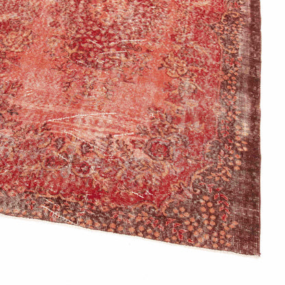 Oriental Rug Vintage Hand Knotted Wool On Cotton 144 x 221 Cm - 4' 9'' x 7' 4'' Red C014 ER12