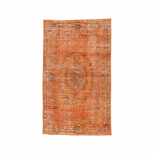 Oriental Rug Vintage Hand Knotted Wool On Cotton 147 x 248 Cm - 4' 10'' x 8' 2'' Orange C011 ER12