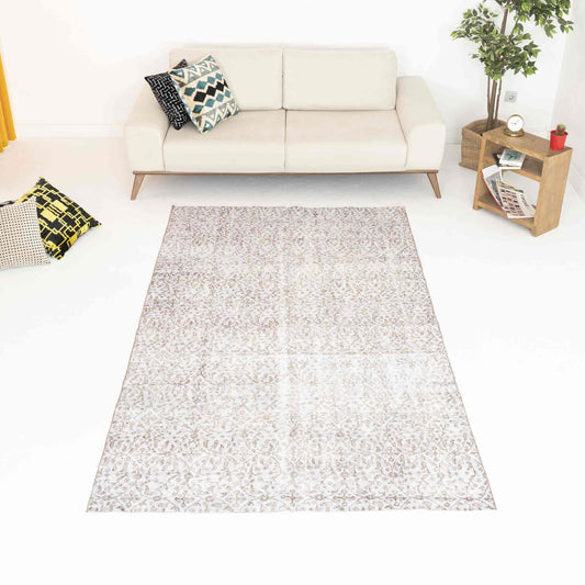 Oriental Rug Vintage Hand Knotted Wool On Cotton 155 x 265 Cm - 5' 2'' x 8' 9'' Grey C008 ER12