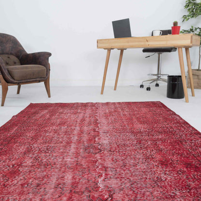 Oriental Rug Vintage Hand Knotted Wool On Cotton 156 x 258 Cm - 5' 2'' x 8' 6'' Red C014 ER12