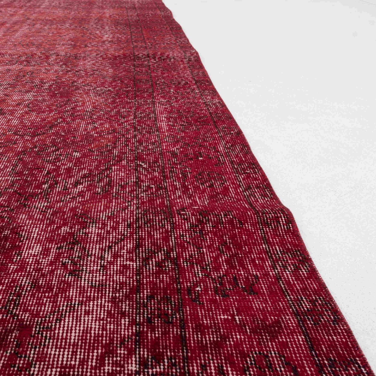 Oriental Rug Vintage Hand Knotted Wool On Cotton 156 x 258 Cm - 5' 2'' x 8' 6'' Red C014 ER12