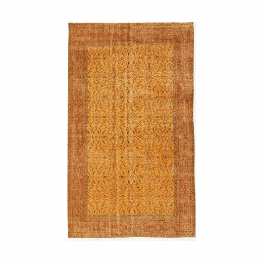 Oriental Rug Vintage Hand Knotted Wool On Cotton 156 x 266 Cm - 5' 2'' x 8' 9'' Orange C011 ER12