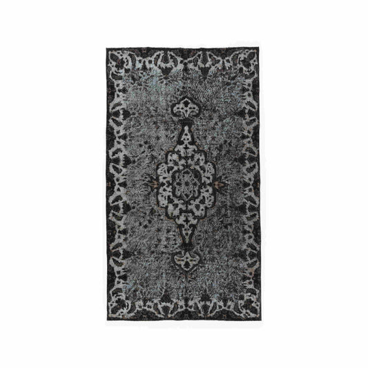 Oriental Rug Vintage Hand Knotted Wool On Cotton 160 x 282 Cm - 5' 3'' x 9' 4'' Black C002 ER12