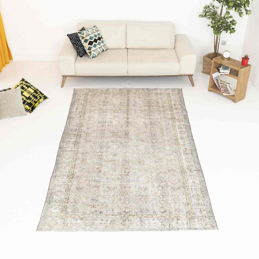 Oriental Rug Vintage Hand Knotted Wool On Cotton 160 x 286 Cm - 5' 3'' x 9' 5'' Grey C008 ER12