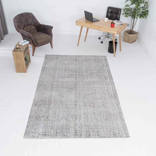 Oriental Rug Vintage Hand Knotted Wool On Cotton 162 x 270 Cm - 5' 4'' x 8' 11'' Grey C008 ER12