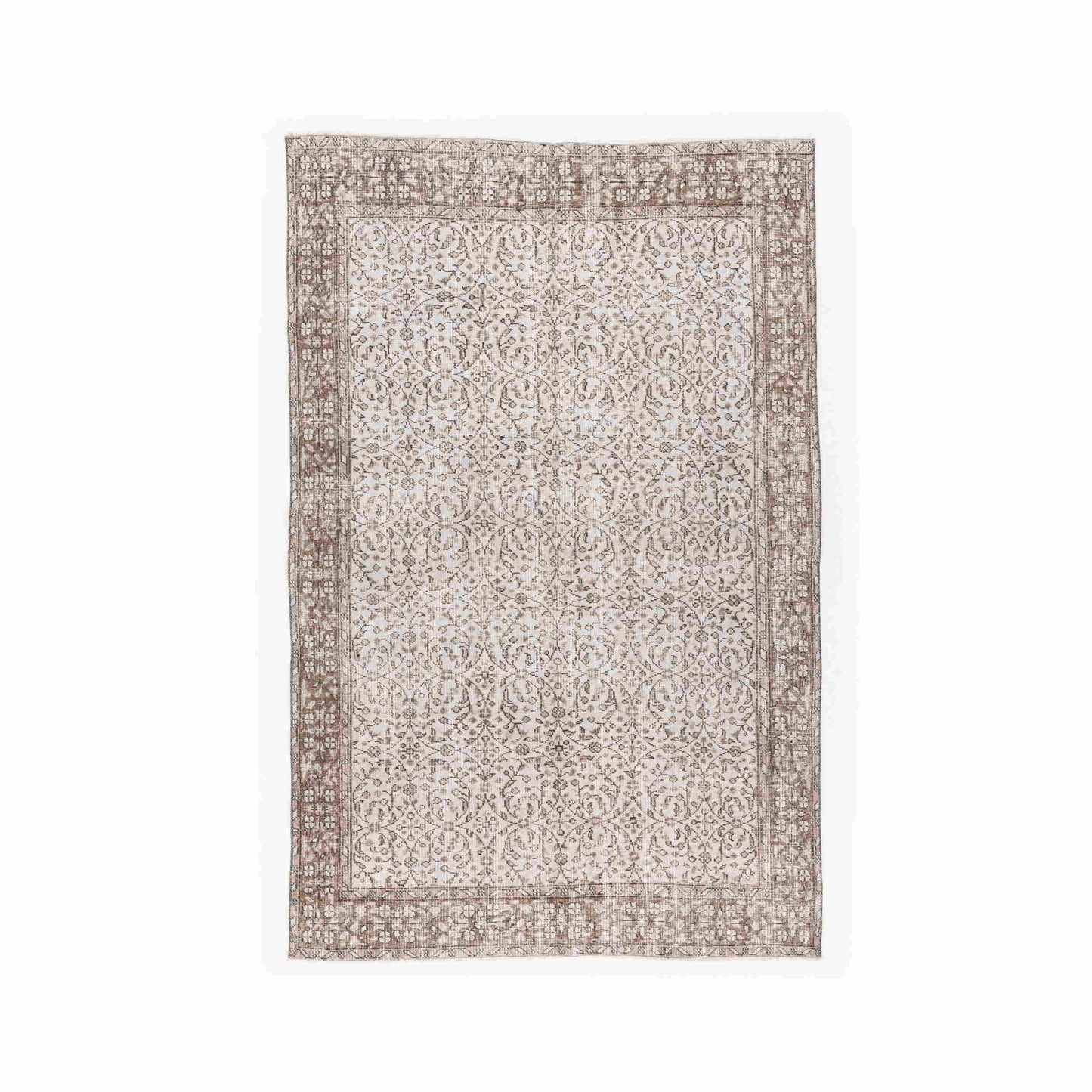 Oriental Rug Vintage Hand Knotted Wool On Cotton 163 x 252 Cm - 5' 5'' x 8' 4'' Sand C007 ER12