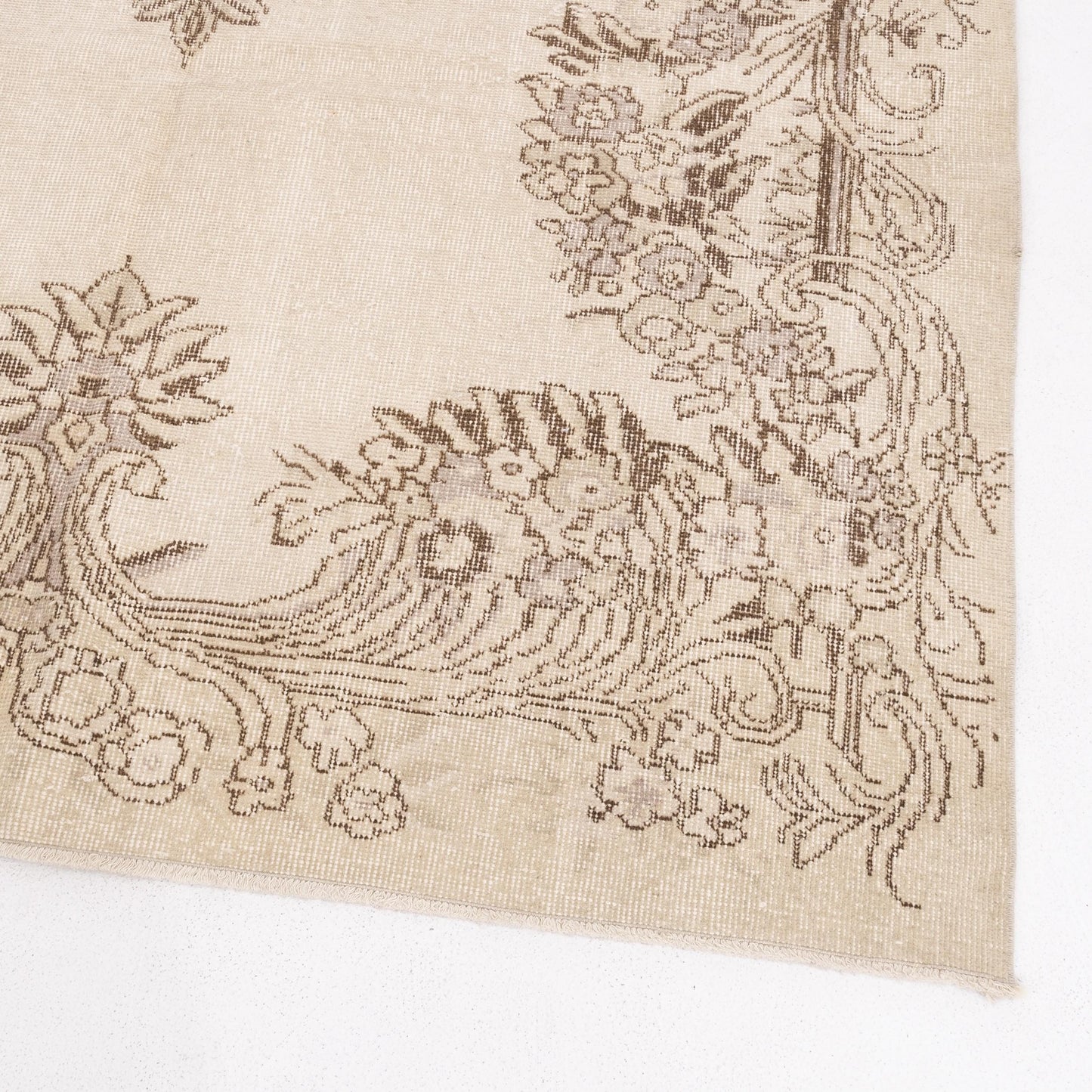 Oriental Rug Vintage Hand Knotted Wool On Cotton 163 x 283 Cm - 5' 5'' x 9' 4'' Sand C007 ER12