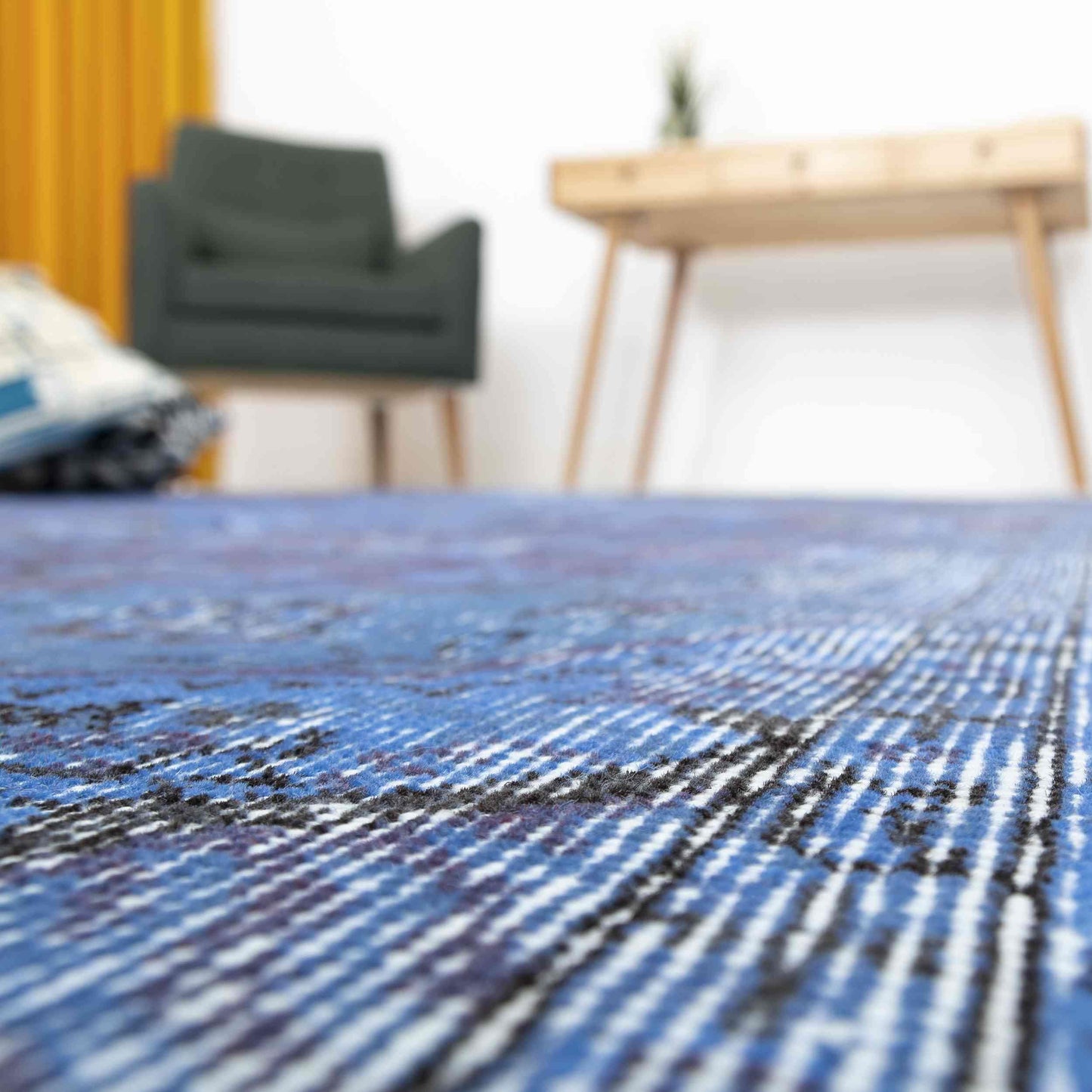 Oriental Rug Vintage Hand Knotted Wool On Cotton 165 x 251 Cm - 5' 5'' x 8' 3'' Blue C010 ER12