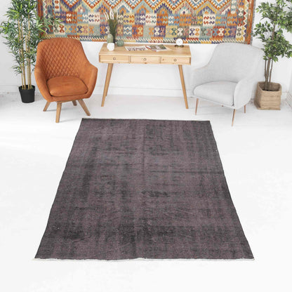 Oriental Rug Vintage Hand Knotted Wool On Cotton 165 x 270 Cm - 5' 5'' x 8' 11'' Black C002 ER12