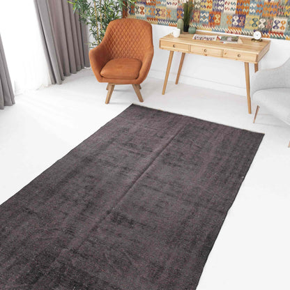 Oriental Rug Vintage Hand Knotted Wool On Cotton 165 x 270 Cm - 5' 5'' x 8' 11'' Black C002 ER12