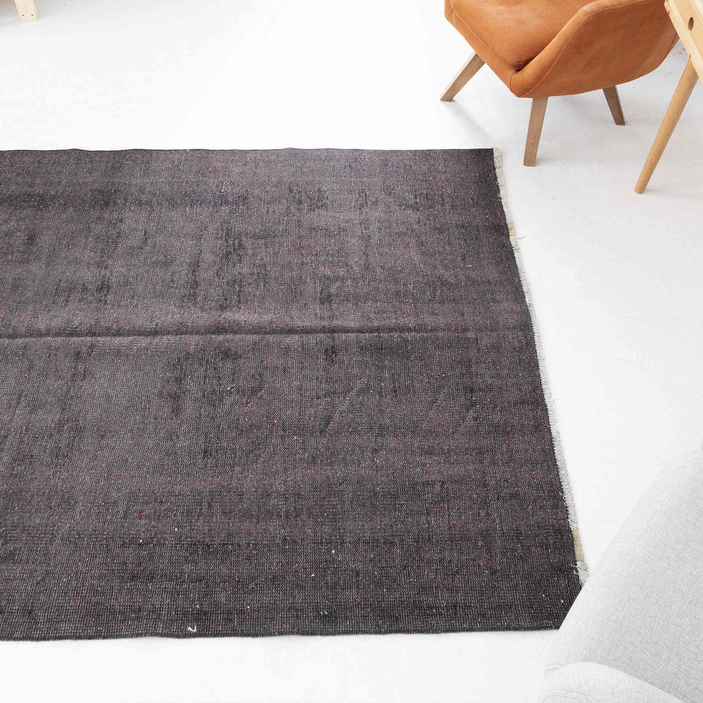 Oriental Rug Vintage Hand Knotted Wool On Cotton 165 x 270 Cm - 5' 5'' x 8' 11'' Black C002 ER12