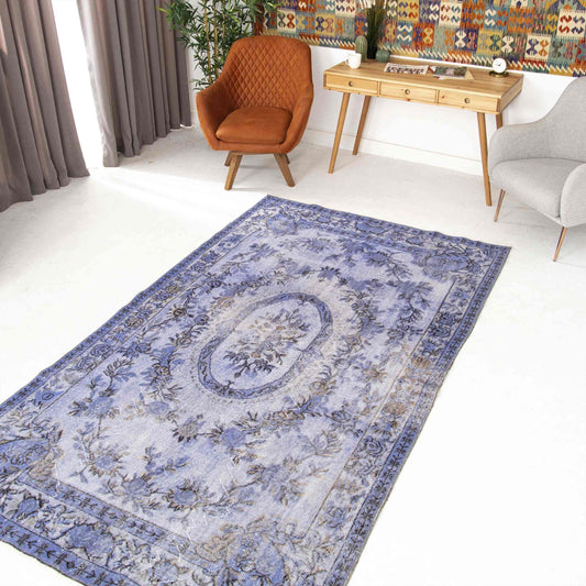 Oriental Rug Vintage Hand Knotted Wool On Cotton 166 x 280 Cm - 5' 6'' x 9' 3'' Purple C017 ER12