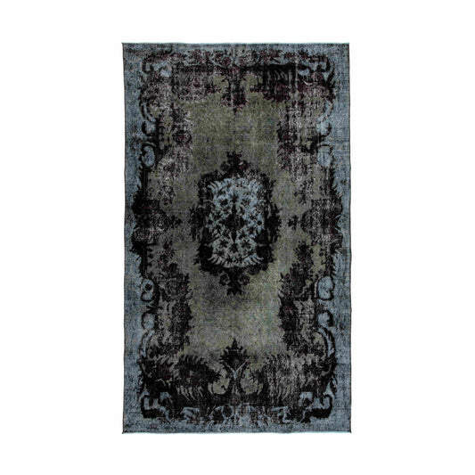 Oriental Rug Vintage Hand Knotted Wool On Cotton 166 x 287 Cm - 5' 6'' x 9' 5'' Black C002 ER12