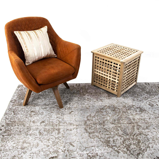 Oriental Rug Vintage Hand Knotted Wool On Cotton 167 x 273 Cm - 5' 6'' x 9' Grey C008 ER12