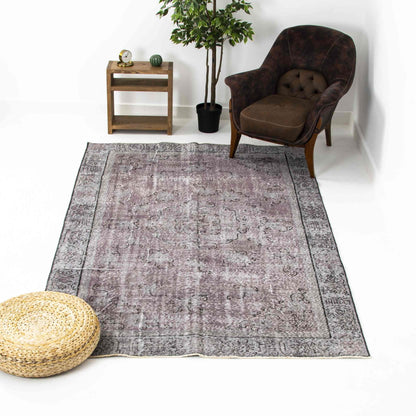 Oriental Rug Vintage Hand Knotted Wool On Cotton 170 x 263 Cm - 5' 7'' x 8' 8'' Pink C004 ER12