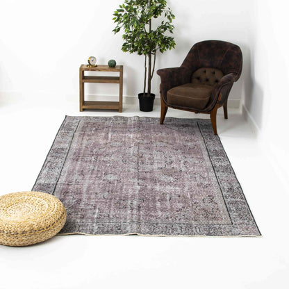 Oriental Rug Vintage Hand Knotted Wool On Cotton 170 x 263 Cm - 5' 7'' x 8' 8'' Pink C004 ER12