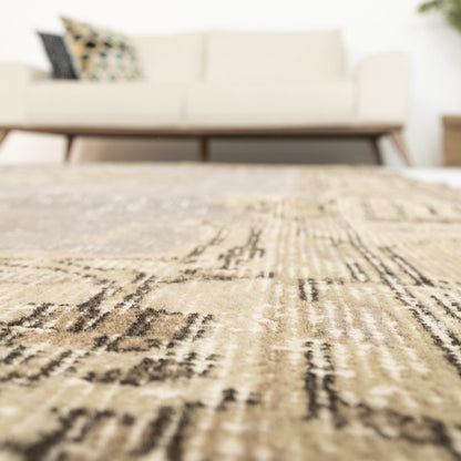 Oriental Rug Vintage Hand Knotted Wool On Cotton 170 x 294 Cm - 5' 7'' x 9' 8'' Stone C009 ER12