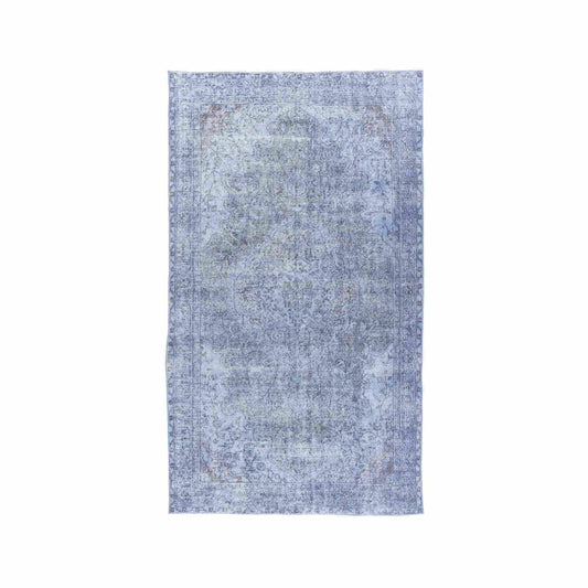 Oriental Rug Vintage Hand Knotted Wool On Cotton 170 x 295 Cm - 5' 7'' x 9' 9'' Light Blue C013 ER12