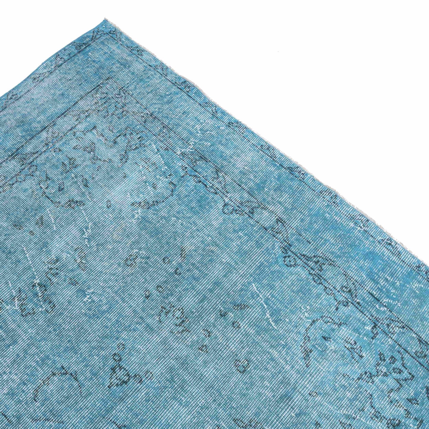 Oriental Rug Vintage Hand Knotted Wool On Cotton 171 x 270 Cm - 5' 8'' x 8' 11'' Turquoise C019 ER12