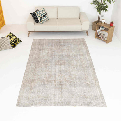 Oriental Rug Vintage Hand Knotted Wool On Cotton 171 x 283 Cm - 5' 8'' x 9' 4'' Stone C009 ER12