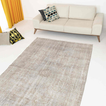 Oriental Rug Vintage Hand Knotted Wool On Cotton 171 x 283 Cm - 5' 8'' x 9' 4'' Stone C009 ER12