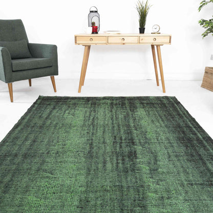 Oriental Rug Vintage Hand Knotted Wool On Cotton 171 x 293 Cm - 5' 8'' x 9' 8'' Green C001 ER12