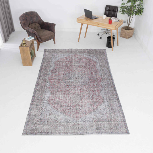 Oriental Rug Vintage Hand Knotted Wool On Cotton 171 x 301 Cm - 5' 8'' x 9' 11'' Grey C008 ER12