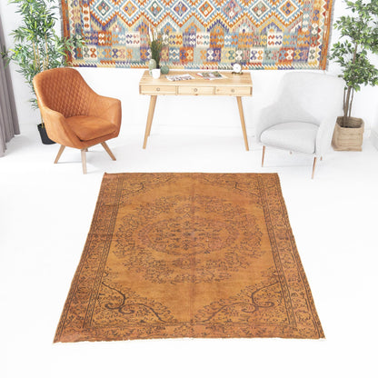 Alfombra oriental vintage anudada a mano de lana sobre algodón 172 x 257 cm - 5' 8'' x 8' 6'' Naranja C011 ER12