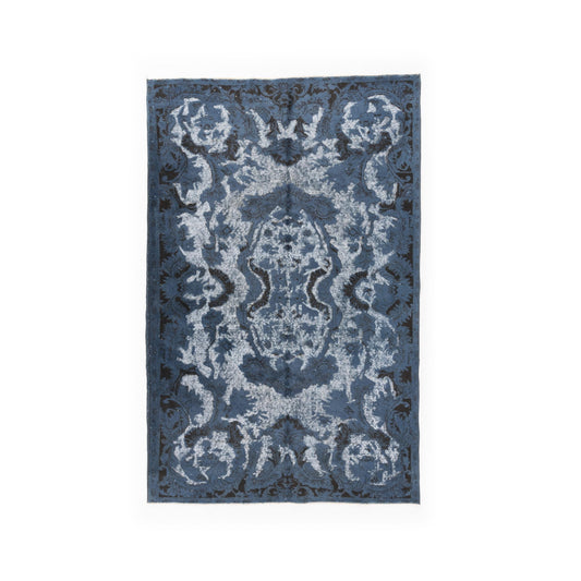 Oriental Rug Vintage Hand Knotted Wool On Cotton 172 x 263 Cm - 5' 8'' x 8' 8'' Navy Blue C012 ER12
