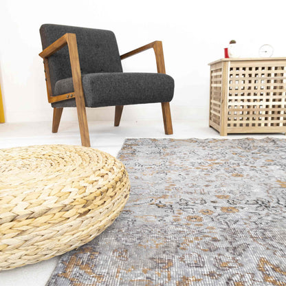 Oriental Rug Vintage Hand Knotted Wool On Cotton 173 x 291 Cm - 5' 9'' x 9' 7'' Grey C008 ER12