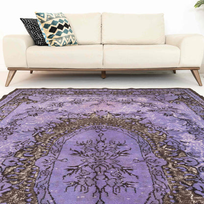Oriental Rug Vintage Hand Knotted Wool On Cotton 175 x 306 Cm - 5' 9'' x 10' 1'' Purple C017 ER12