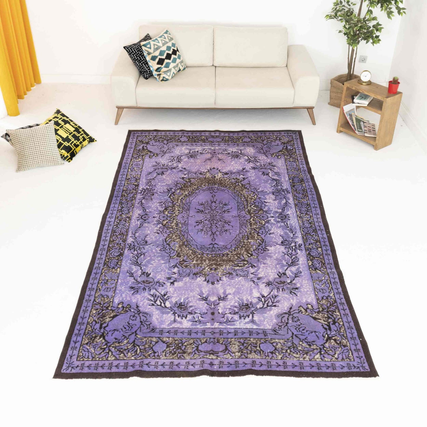 Oriental Rug Vintage Hand Knotted Wool On Cotton 175 x 306 Cm - 5' 9'' x 10' 1'' Purple C017 ER12