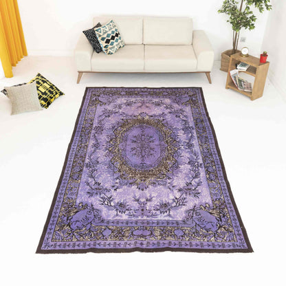 Oriental Rug Vintage Hand Knotted Wool On Cotton 175 x 306 Cm - 5' 9'' x 10' 1'' Purple C017 ER12