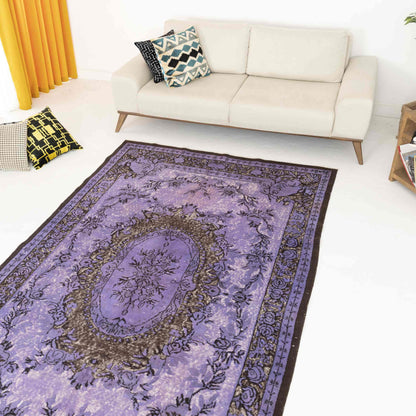 Oriental Rug Vintage Hand Knotted Wool On Cotton 175 x 306 Cm - 5' 9'' x 10' 1'' Purple C017 ER12