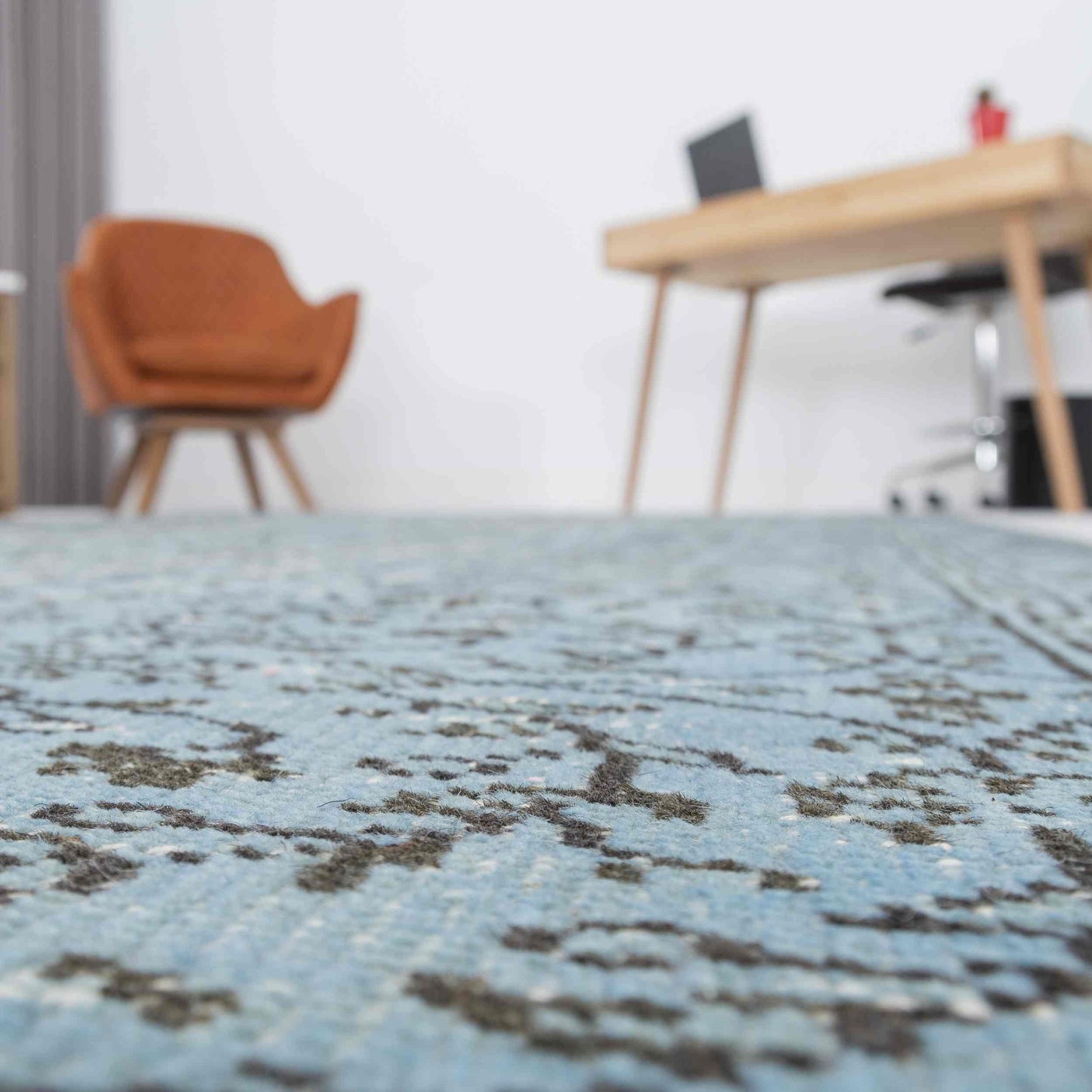 Oriental Rug Vintage Hand Knotted Wool On Cotton 176 x 390 Cm - 5' 10'' x 12' 10'' Light Blue C013 ER23