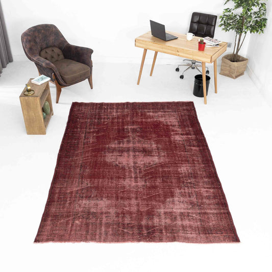 Oriental Rug Vintage Hand Knotted Wool On Cotton 177 x 248 Cm - 5' 10'' x  8' 2'' Red C014 ER12