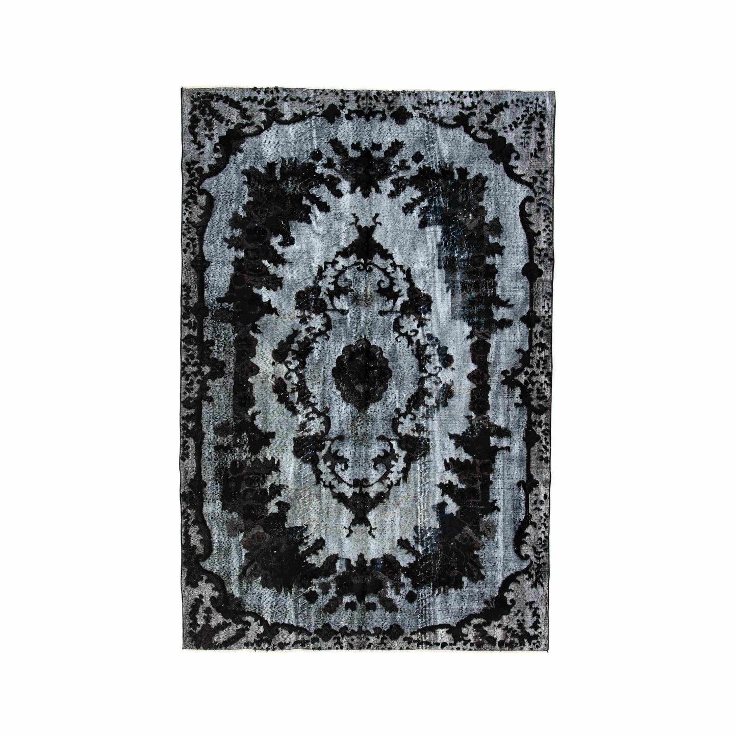 Oriental Rug Vintage Hand Knotted Wool On Cotton 177 x 268 Cm - 5' 10'' x 8' 10'' Black C002 ER12